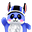 蓝色白条熊